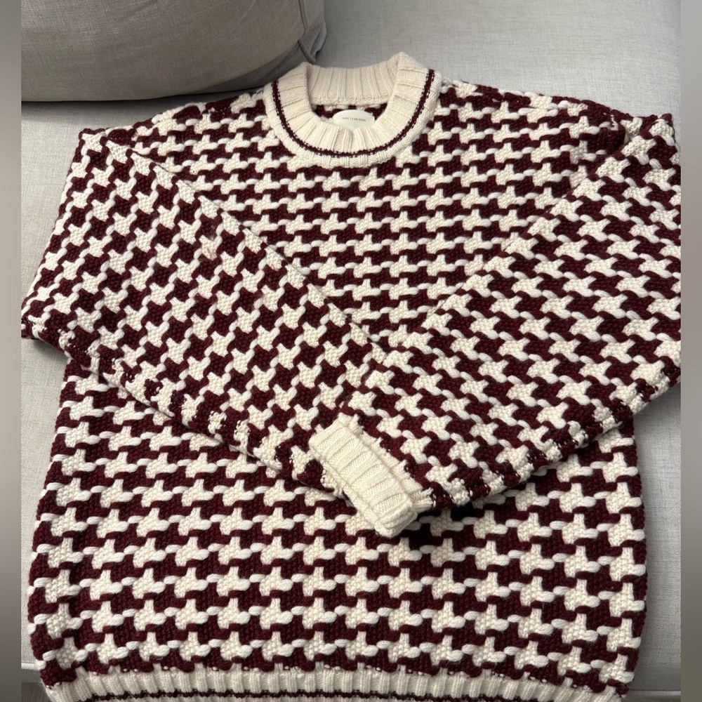 Aime Leon Dore Burgundy and Cream Crewneck Sweater